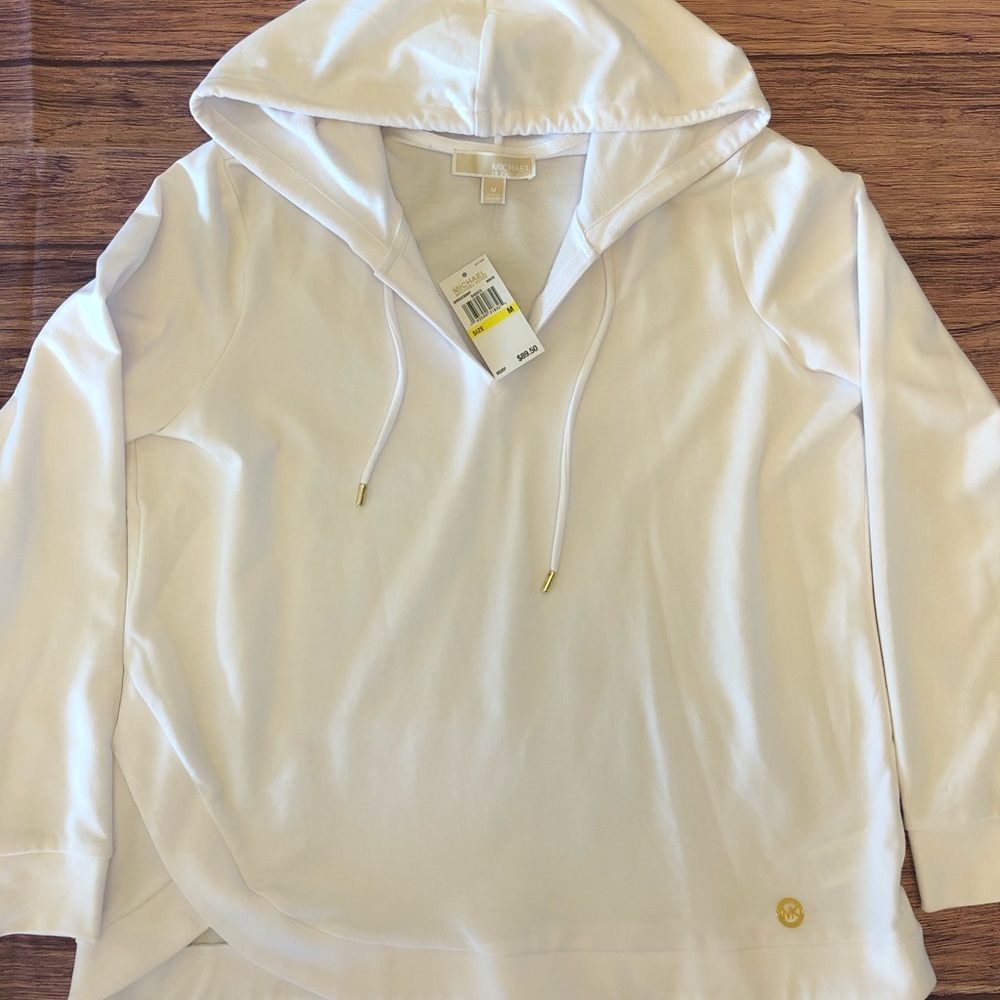 Michael Kors Oversized Smooth Soft White Hoodie.